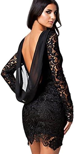 Clearance!!!MEIbax Clothing Women Sexy Lace Backless Dress Chiffon Long Sleeve Dress
