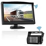 HD 720P Digital Wireless Backup Camera High-Speed Observation System for RVs/Trucks/Vans/Pickups/Trailers with 5''Monitor Rear/Front View IP69K Waterproof Super Night Vision Continous/Reversing Use