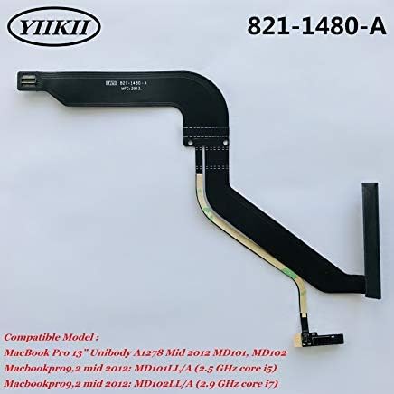 YIIKII 923-0741 923-0104 Hard Drvie Cable with Bracket 821-1480-A for MacBook Pro Unibody 13 A1278 2012 MD101 MD102