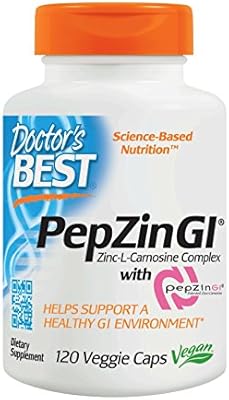 Doctor's Best PepZin GI, Zinc-L-Carnosine Complex, Non-GMO, Vegan, Gluten Free, Soy Free, Digestive Support, 120 Veggie Caps