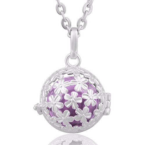 Eudora Harmony Bola Summer Daisy Flower Pendant Necklace 18mm Angel Chime & 30'' Chain