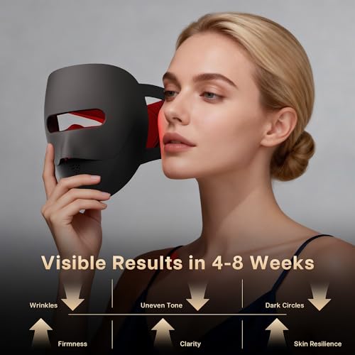 VRAIKO 9D LED Face Mask | Red Light Therapy Mask with 4 Modes, 328 LEDs, 3D Airflow Design & Light-Lock for Ultra-Comfortable Facial Spa | Premium Beauty Gifts for Women Men (Black)