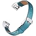 Konikit Fitbit Alta HR and Alta Bands Leather Accessory, Adjustable Replacement Wristband with Metal Connectors for Fitness Band, Blue