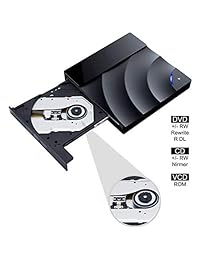 Gutech External CD DVD Drive, USB 3.0 Type-C Portable DVDs Burner Reader Player Compatible with Notebook Laptop Macbook Desktop PC Windows