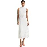 REISS Womens' Phoenix Knit Woven Midi Dress