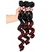 Loose Wave 3 Bundles Synthetic Hair Weave Curly Extensions Two Tone Ombre Color Black To Burgundy 16 18 20 Inches T1/99j