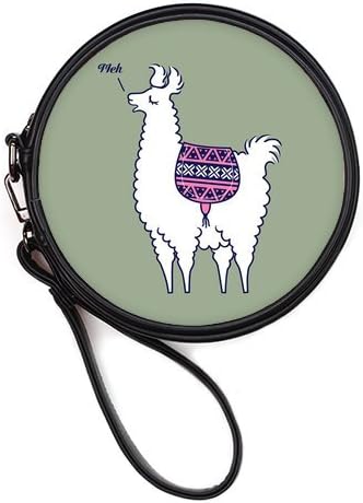 Generic Personalized Pink Aztec Alpaca Pattern Seat Cushion and Sheep Meh for Round Makeup Bag