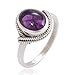 925 Sterling Silver Amethyst Gemstone Oval Rope Edge Vintage Band Ring Size 6, 7, 8