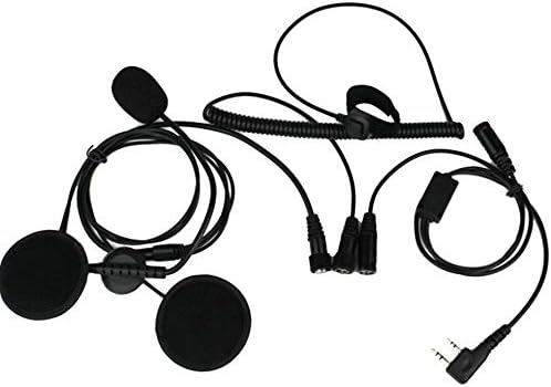 Deinbe 2 Pin PTT Headset Walkie Talkie Motorcycle Helmet Microphone Replacement for Kenwood Baofeng Two Way Radioblack