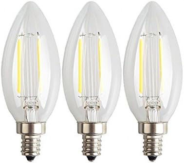 RUICAIKUN 2W LED Candelabra Bulb 20W Equivalent, E12 Base, 2700K 200LM, Dimmable, 3-Pack