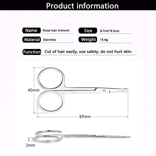 Nose Hair Scissors Rounded Tip Scissors Facial Hair Scissors Stainless Steel Blunt Tip Scissor for Eyebrows, Nose, Moustache, Beard, Grooming (ST-BMJ2)