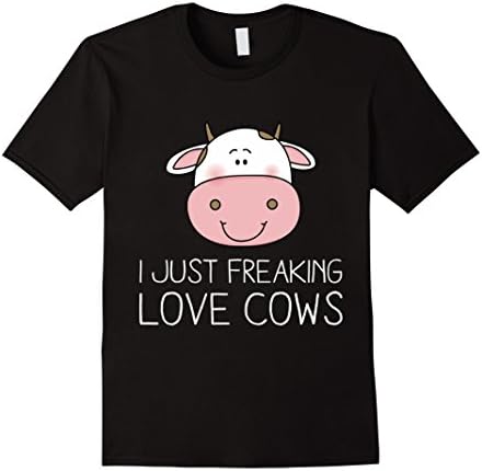 Mens Cow Shirts I Just Freaking Love Cows Funny Cow Face XL Black