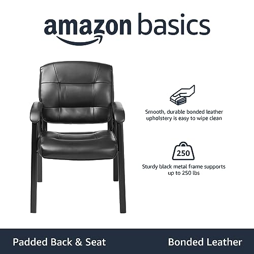 Amazon Basics Classic Faux Leather Office Desk Guest Chair with Metal