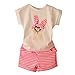 PanDaDa Girls Shorts Clothing Sets Short Sleeve T-shirt Kids Cat Print Plaids