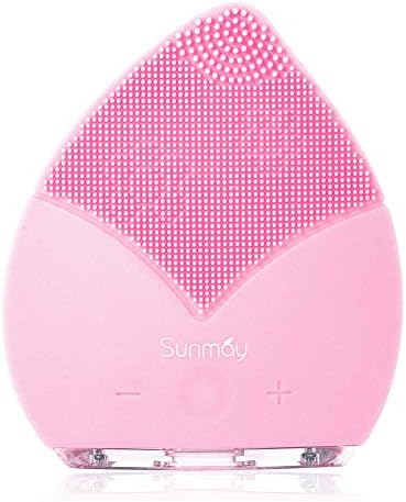 SUNMAY Leaf Sonic Facial Cleanser Brush with Memory Function, Timer and Extra Soft Silicone for Cleansing and Exfoliating Pore Minimizer to Smooth Skin Upgraded Version (Honeysuckle Pink)