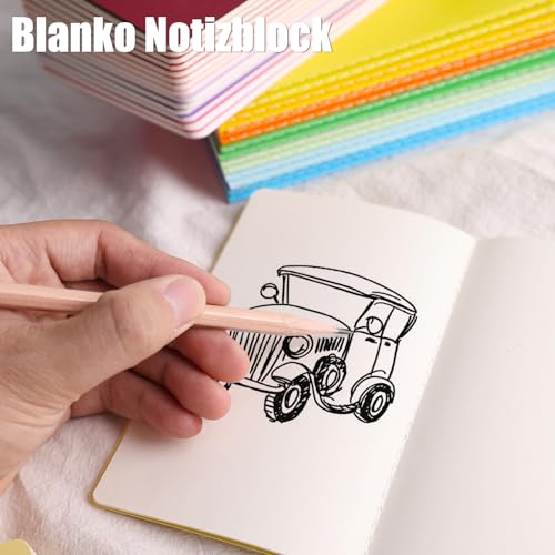 Koogel 32 Stück Kleine Blanko Notizbücher, Notizbuch Journal Tagebuch Notizblöcke Schulhefte 14cm x 9cm Notizbücher mit Kraftpapier-Einband 16 Farben