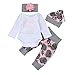 Hot Sale!!Baby Girl Letter Romper Clothes Set,Newborn Infant Tops+Floral Pants Hat Outfits (White, 3M)