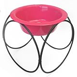 Platinum Pets Single Olympic Diner Feeder with Stainless Steel Dog Bowl, 28 oz, Pink