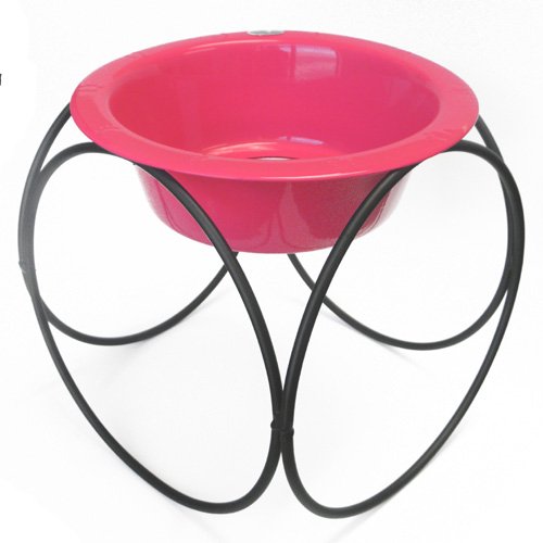 Platinum Pets Single Olympic Diner Feeder with Stainless Steel Dog Bowl, 28 oz, Pink