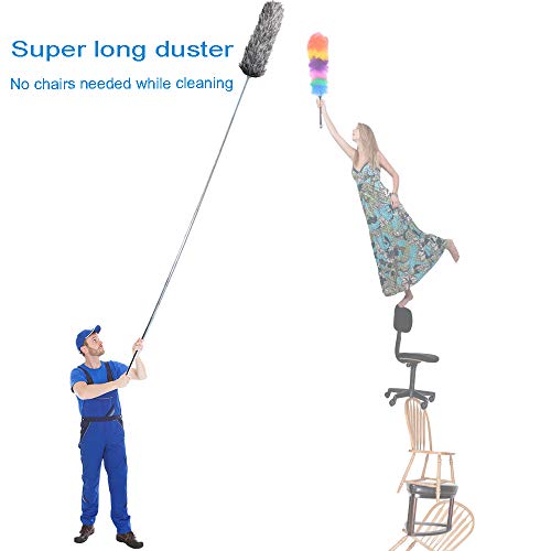image for Microfiber Duster for Cleaning with Extension Pole Reaches 100 Inches