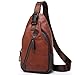 FREEMASTER Sling Pack Chest Bag Men's Shoulder Backpack PU Bag Outdoor Cross Body Bags Retro Bag Walking Hiking Camping Gym Cycling Daypack