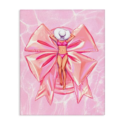 Stupell Industries Feminine Ribbon Pool Float Canvas Wall Art, design by Ziwei…