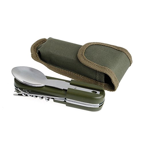 Marketworldcup-Camping Spoon Fork Bottle Opener Knife Portable Pocket Folding Tableware Tool