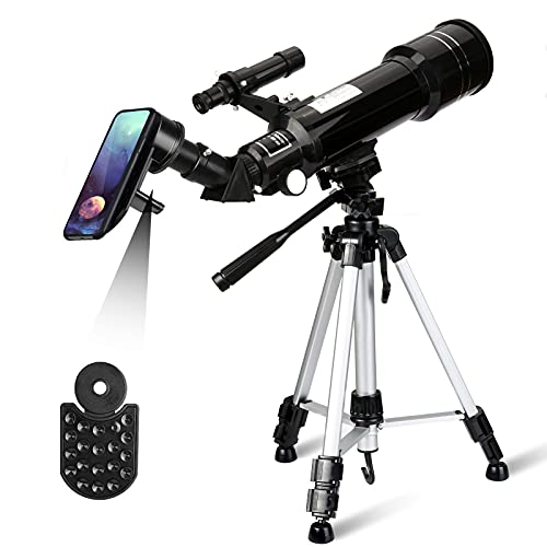 Telescopio refractor 70/400 con adaptador de smartphone para observación de tierra y cielo
