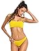 SweatyRocks Women's Sexy Bikini Set Removable Strap Wrap Padding Ribbed Swimwear Set Yellow L