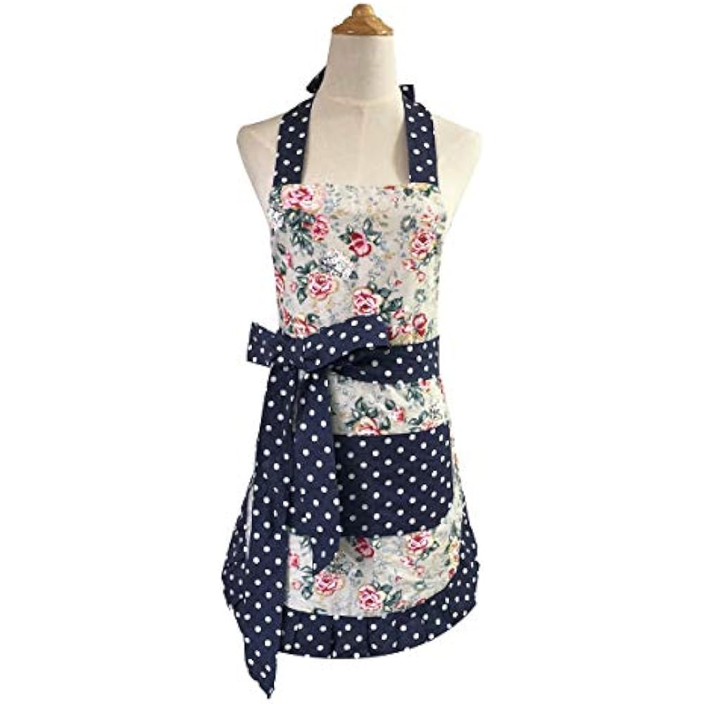 Cotton Fabric Flirty Women's Apron With Big Pocket In Front Used Home