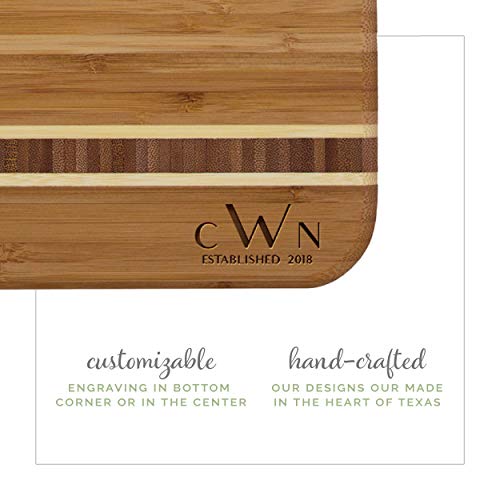 Personalized Bamboo Cutting Board, Engraved Wedding Gift w/Wooden Inlay, Customizable-Barbados