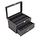 Caddy Bay Collection Carbon Fiber Pattern Glass Top Watch Case Display Storage Box Chest Holds 20 Watches with High Depth for Larger Watches
