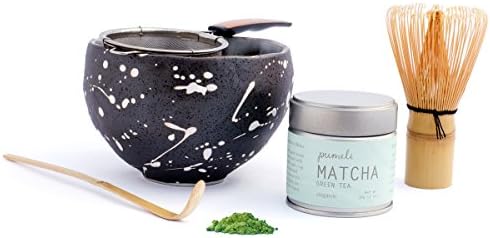 Matcha Tea Set by Pumeli with Strainer, Bowl to Make Japanese Green Tea – 1 Kit