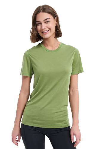 Aerisette Merino Wool & Tencel Blend T Shirt for Women, Redefined Softness, Lightweight Comfort (Olive, Size XS) at Amazon