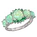 CiNily Silver Plated Green Opal Emerald Gemstone Ring Size 7