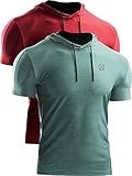 Neleus Men's 2 Pack Dry Fit Running Shirt Workout