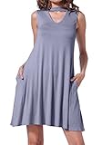 succlace Women's Summer Sleeveless Loose Swing Casual T Shirt Dress With Pockets