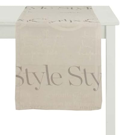 APELT Typo_48x140_20 Tischläufer Leinendruck, naturtöne