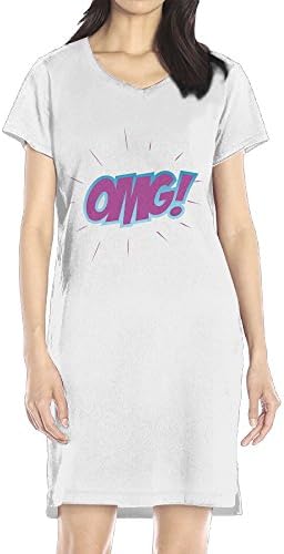 Hoeless Comic Effect Omg Women's Short Sleeve Casual T-Shirt Dress MWhite