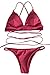 Cupshe Fashion Women's Solid Color Back Crosscriss Padding Bikini Set, Burgundy