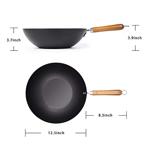 MOKIKIA Carbon Steel Wok, Stir Fry Pan Flat Bottom Pan, Japanese Iron