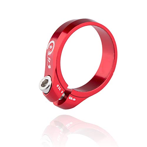EASTERN POWER Seatpost Clamp, Bicycle 34.9mm Ultra-Light Seat Clamp, Anodized CNC Red Seat Post Clamp, Aluminum Alloy Seat Tube Lock Collar