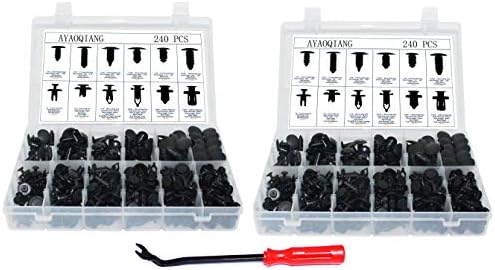 AYAOQIANG [240 Pcs+240 Pcs] Push Retainer Set, Free Fastener Remover,Great Assortment of Push Type Retainers Fits for GM Ford Toyota Honda Chrysler with Plastic Storage Case (240 Pcs + 240 Pcs)