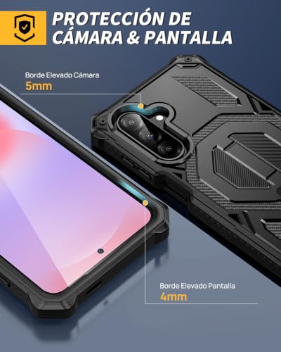 Lanhiem Magnetic Case for Samsung Galaxy A37 5G/A27 5G/A56 5G/A36 5G with Stand & 2 Screen Protector, [Compatible with MagSafe], Anti-Shock Military Grade Case for A37/A27/A56/A36, Black | Soporte Integrado, 2 Protector de Pantalla, Compatible con MagSafe, Antigolpes Militar Grado, Esquinas Reforzadas