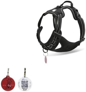 Pet TouchiD - Dog Harness, 3M Reflective, Soft Mesh, No Pull Harness with Handle (XSmall, BLACK (with Free ID Tag))