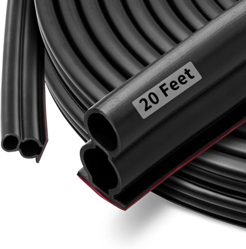 Beynant Door Weather Stripping Door Seal Strip,Self-Adhesive Rubber Door Insulation Weather Strip for Window and Door Soundproofing D Shape,Weatherstripping for Door Frame Gap Blocker (Black3)