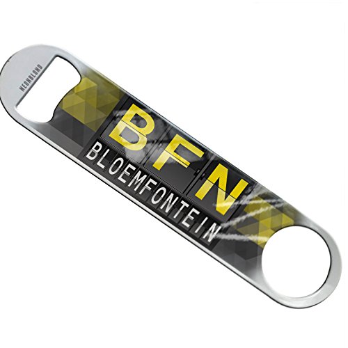 NEONBLOND BFN Airport Code for Bloemfontein Flat Beer Bottle Opener Heavy Duty Bartender