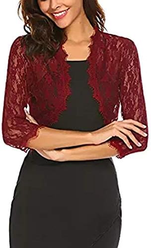 Sheroin Women's Lace Shrug Sheer Cropped Bolero Cardigan Jacket