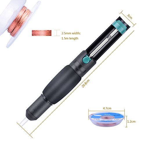 ETEPON 3-in1 Solder Accessories Anti-Static Solder Sucker Desoldering Vacuum Pump & 2pcs Solder Wick (2.5mm Width, 1.5m Length) Desoldering Assist Tool Kit For Solder Removal(ET004) - Thumbnail 2