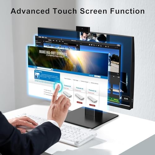 PC tout-en-un avec écran tactile Quad-Core N95 (jusqu'à 3,4 GHz), 16 Go de RAM, 512 Go SSD, écran tactile de 23,8 pouces, webcam pop-up, WiFi6 double bande, Bluetooth 5.3, souris et clavier filaires.